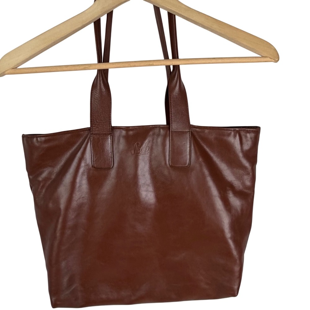 Sseko Designs Cognac Brown Leather Tote Bag Shoulder Bag Ethically Made